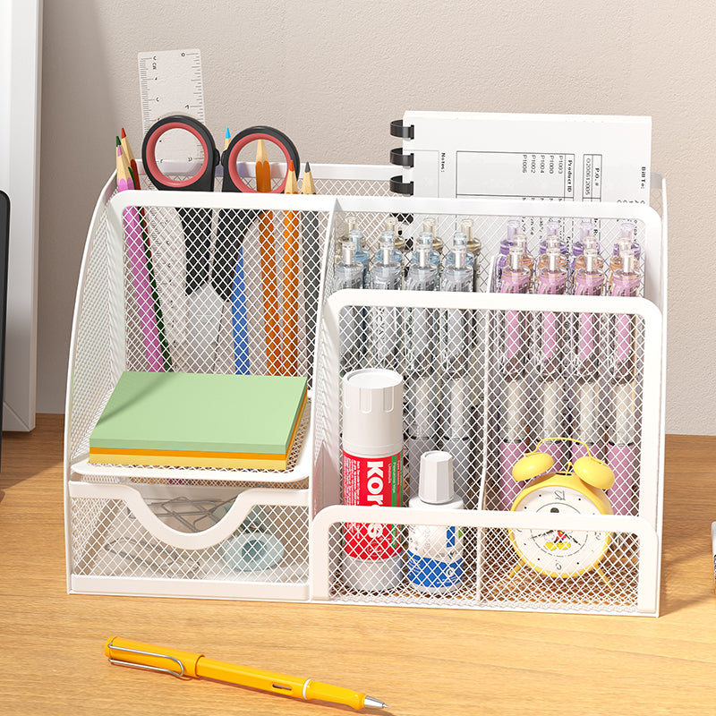 1PCS Desk Organizer Pen Holder MeshPencil Holder Large capacity MetalDesktop Storage Box for Office andSchool supplies