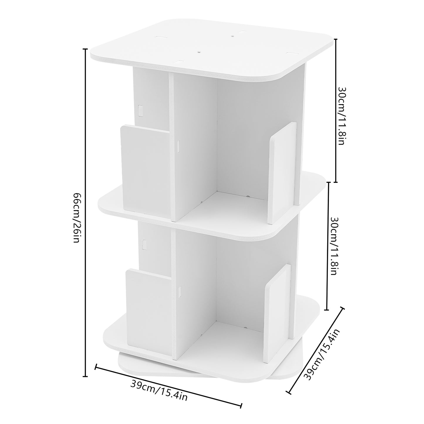 2-Tier Rotating Bookshelf, Corner Bookshelf for Small Space, 360° Display Revolving Bookcase for Bedroom, Living Room