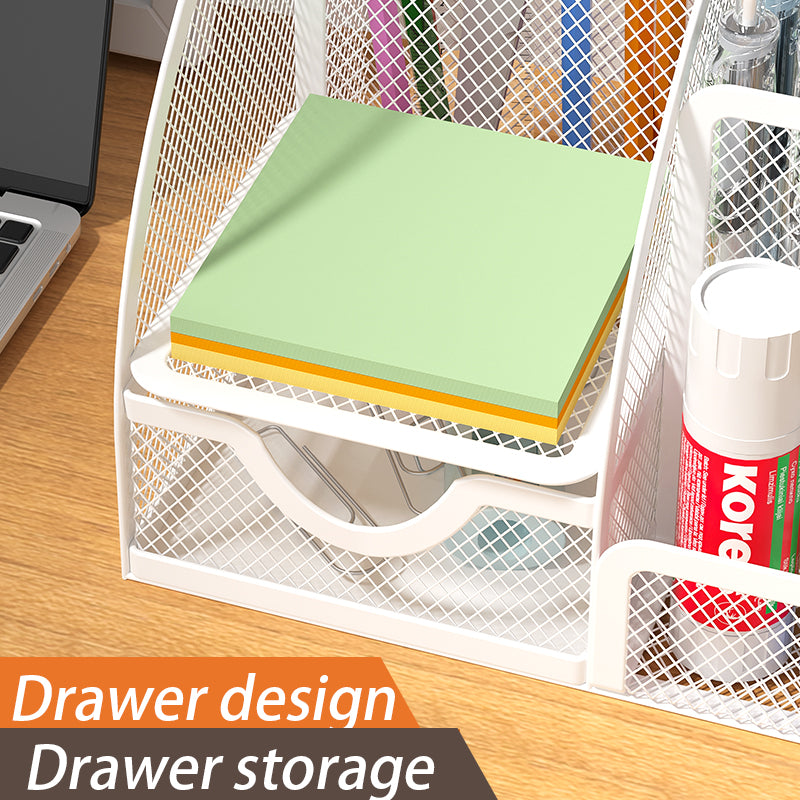 1PCS Desk Organizer Pen Holder MeshPencil Holder Large capacity MetalDesktop Storage Box for Office andSchool supplies