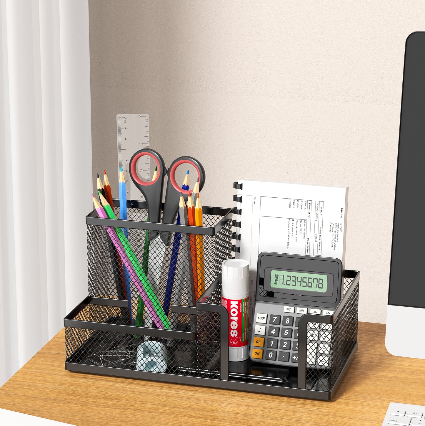 1PCS Desk Organizer Pen Holder MeshPencil Holder Large capacity MetalDesktop Storage Box for Office andSchool supplies