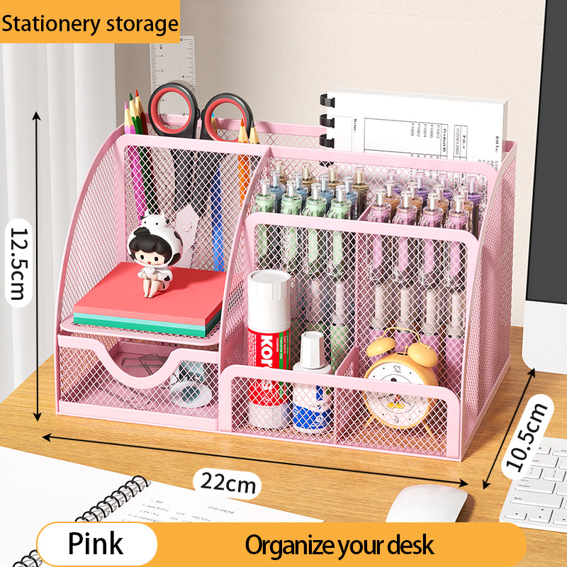 1PCS Desk Organizer Pen Holder MeshPencil Holder Large capacity MetalDesktop Storage Box for Office andSchool supplies