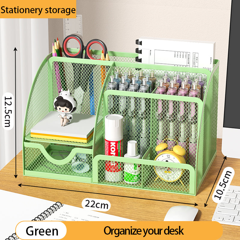 1PCS Desk Organizer Pen Holder MeshPencil Holder Large capacity MetalDesktop Storage Box for Office andSchool supplies