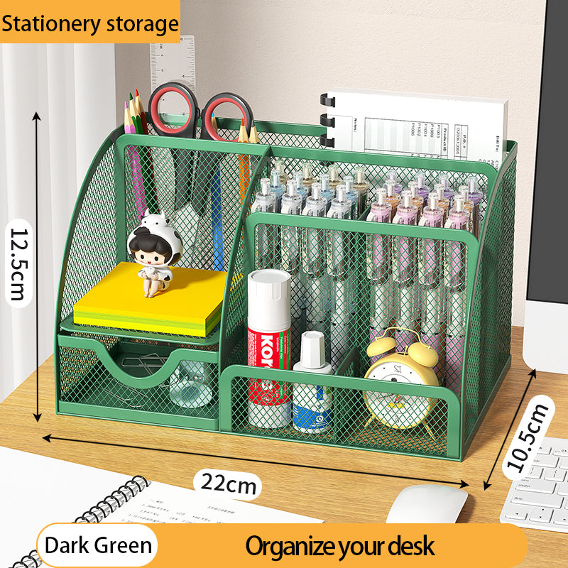 1PCS Desk Organizer Pen Holder MeshPencil Holder Large capacity MetalDesktop Storage Box for Office andSchool supplies