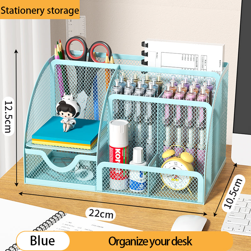 1PCS Desk Organizer Pen Holder MeshPencil Holder Large capacity MetalDesktop Storage Box for Office andSchool supplies