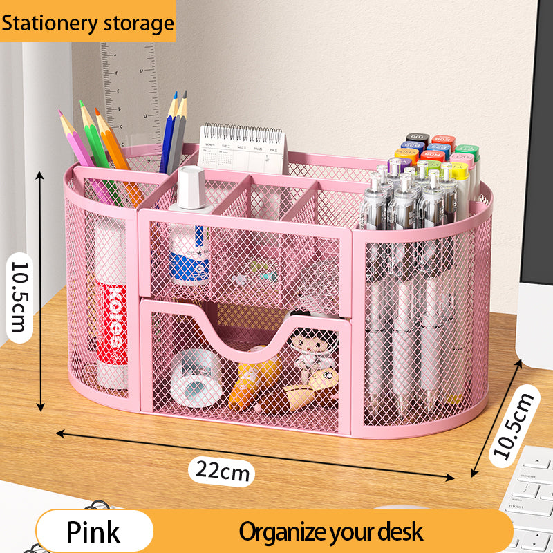 1PCS Desk Organizer Pen Holder MeshPencil Holder Large capacity MetalDesktop Storage Box for Office andSchool supplies