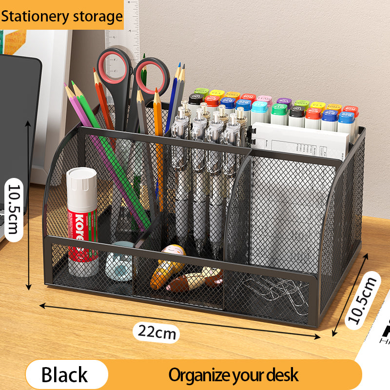 1PCS Desk Organizer Pen Holder MeshPencil Holder Large capacity MetalDesktop Storage Box for Office andSchool supplies