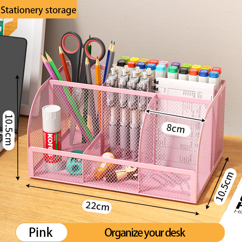 1PCS Desk Organizer Pen Holder MeshPencil Holder Large capacity MetalDesktop Storage Box for Office andSchool supplies