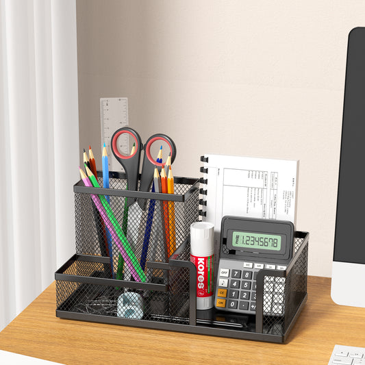 1PCS Desk Organizer Pen Holder MeshPencil Holder Large capacity MetalDesktop Storage Box for Office andSchool supplies