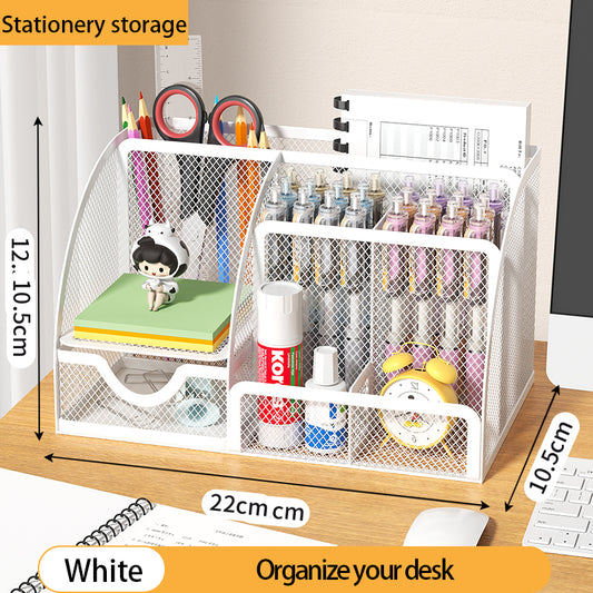1PCS Desk Organizer Pen Holder MeshPencil Holder Large capacity MetalDesktop Storage Box for Office andSchool supplies